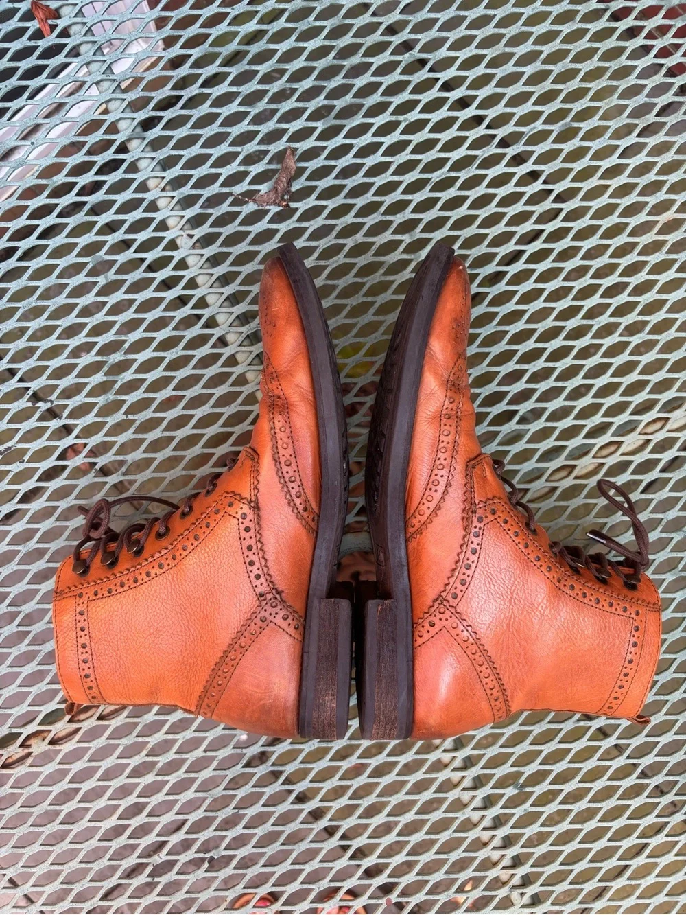 Johnston and Murphy Leather Brogue Wingtip Lace-Up Boots Men size 10